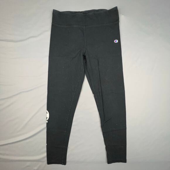 Champion Girls Black Script Logo Leggings Youth Large Athleisure - Picture 1 of 6